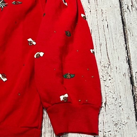 Vintage Holiday Time Christmas Bear Stockings 1980s Ugly Sweater Sweatshirt - Picture 5 of 8